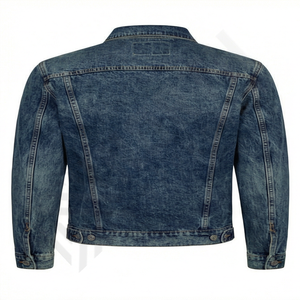 Chaqueta Bomber Trucker de Mezclilla 100% Algodón de Alta Calidad, Personalizada, con Doble Cremallera, Estilo Vintage, Lavada a la Piedra, Color Índigo, para Hombre - Product Image 2