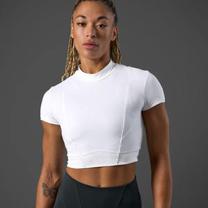 High Quality Custom Logo Printing <b>White</b> <b>Cropped</b> Plain Women <b>T</b> <b>Shirts</b> Breathable Quick Dry Sports & Activewear <b>T</b> <b>Shirts</b> For women - Product Image 1