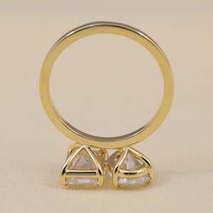 Anillo de Compromiso Toi Et Moi, Corte Esmeralda en Forma de Pera, Diamante de Laboratorio, Joyería Fina, Forma Marquesa, Claridad VVS1, Rodio Platino - Product Image 3