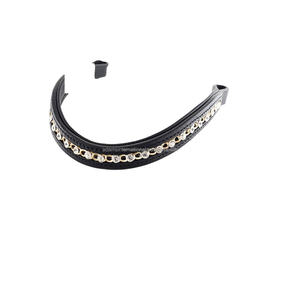 Bande de sourcils en cuir de cheval marron havane marron foncé de haute qualité avec coutures fantaisie décoratives en cristal Bling pour l'équitation - Product Image 5