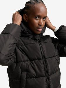 Chaqueta de invierno acolchada corta con logotipo personalizado para mujer negra al por mayor de la mejor calidad con relleno de poliéster - Product Image 4