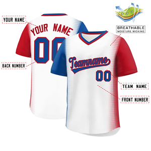 Maillot de baseball personnalisé, blanc, rouge, bleu, dégradé, uniforme d'équipe, nom et numéro personnalisés, chemise en sublimation - Product Image 2