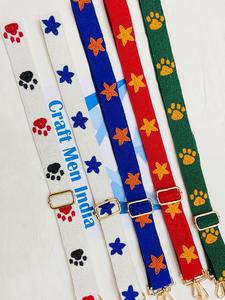 Accessoire de mode réglable à sangle de sac à main perlée multicolore personnalisée faite à la main avec conception de boule d'impression de patte pour sacs - Product Image 6