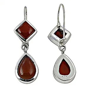 Boucles d'oreilles pendantes classiques Art Palace pour femme, en argent plaqué 925, avec agate, forme goutte d'eau, serti clos, bijou cadeau du Rajasthan pour tous - Product Image 1