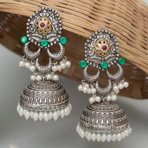 Direct du fournisseur indien meilleure vente de haute qualité Aneevra oxydé Jhumka boucles d'oreilles bijoux géométriques de haute qualité - Product Image 1
