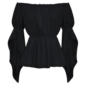 Mujeres Renaissance Slit manga cintura elástica fuera del hombro Tops <span class=keywords><strong>mujer</strong></span> <span class=keywords><strong>Camisa</strong></span> <span class=keywords><strong>de</strong></span> gasa Top <span class=keywords><strong>pirata</strong></span> - Product Image 4