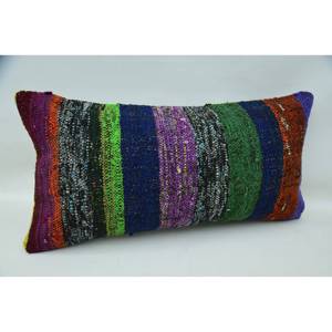 Multicolor Vintage patrón Kantha Patchwork lana almohada 12x24 pulgadas tejido decorativo cojín - Product Image 2