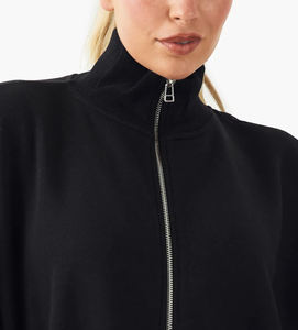 Sweat-shirt zippé en éponge française 100% coton sur mesure sweat-shirt zippé respirant col montant couleur unie sweat-shirt pour femme - Product Image 4