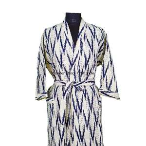 Handmade 100% Organic Cotton Kantha Winter Spring Autumn Vintage Quilted Kimono Bohemian Pattern Long <b>Oversize</b> <b>Cardigans</b> Beach - Product Image 3