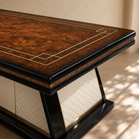 Table à manger rotative moderne de luxe en bois grainé, table rectangulaire noire et or sur piétement, 8 places, pour maison, villa, hôtel, restaurant