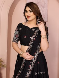 NUEVO LEHENGA CHOLI DE TELA GEORGETTE PARA FIESTAS CON BORDADO, REVERSIBLE, PARA TODAS LAS TEMPORADAS, PARA BODAS/DEWALI - Product Image 2