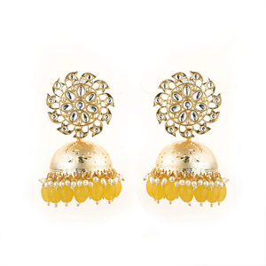 Get Indo Western-pendiente Jhumki clásico chapado en oro, joyería hecha a mano 108557, en la India - Product Image 1