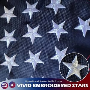 Ensemble de drapeaux américains et canadiens 12x18 pouces, brodés, en polyester imperméable, résistants, avec 2 œillets en laiton - Product Image 4