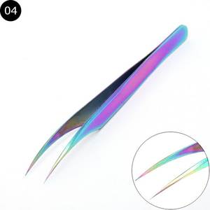 Bonne qualité acier inoxydable or pince à épiler extension de cils pointe droite et incurvée pince à épiler Volume de cils pince à épiler - Product Image 4