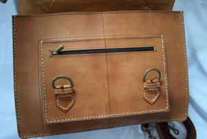 กระเป๋าเอกสารหนังแท้สไตล์วินเทจพร้อมลวดลายเรขาคณิต - Product Image 3