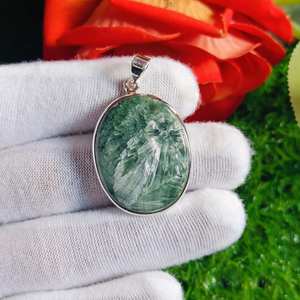 จี้สร้อยคอพลอยเซราฟินไนต์วินเทจสุดหรู เงินแท้ 925 ชุบทอง งานแฮนด์เมด ของขวัญแทนใจสำหรับเธอ - Product Image 4