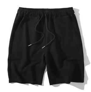 Shorts d'été pour hommes en toile de coton mélangé respirante, couleur unie personnalisable, taille ajustable avec cordon de serrage, grammage lourd, meilleur matériau - Product Image 2