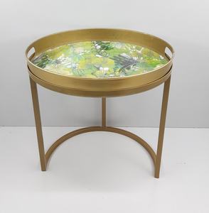 Vendedor caliente, calcomanía de mesa auxiliar de forma redonda de Metal de hierro, acabado esmaltado para sala de estar, muebles decorativos, mesa de centro hecha a mano - Product Image 3