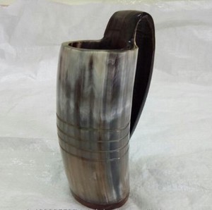 Handmade Natural Buffalos Horn Drinking <b>Glasses</b> Bamboo Lid Contemporary Style Reusable for <b>Beer</b> Wine Festivals Restaurants Home - Product Image 5