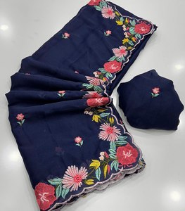 Shree Indian Exports Blouse de Saree Scintillante en Georgette et Fausse Fourrure Multicolore, Style Moderne Classique à Effet Drapé, pour Fêtes et Célébrations - Product Image 2