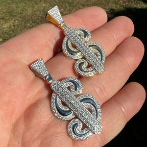 Or Jaune Moissanite Dollar Signe Pendentif Rappeur Style Glacé Hip Hop Bijoux pour Hommes et Femmes Glacé Charme pour Chaînes - Product Image 4