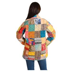 Style Boho Vintage Kantha Veste Réversible Tissé Coton Patchwork Manteau Recyclé Casual Wear Méthode Tissée - Product Image 6