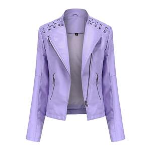 Abrigo de invierno para mujer con chaqueta de cuero estilo explosión Nuevas señoras Short Denim Lapel Outwear Fashion Trend Tops - Product Image 6