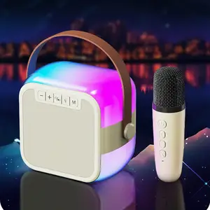 Çeşitli ışık efekti ile çocuklar için taşınabilir Karaoke makinesi için kablosuz mikrofon ile Bluetooth Karaoke çalar PA sistemi