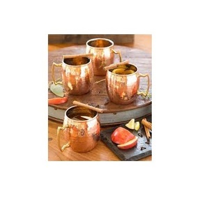 Tazas de mula de cobre puro estándar con mango de latón Tamaño de 16 oz Tazas martilladas antiguas - Product Image 5