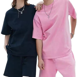 Conjunto de Camiseta de Hombros Caídos y Pantalones Cortos Gruesos de 280 g/m², Estampado Personalizado, 100% Algodón Jersey, Estilo Casual, Dos Piezas - Product Image 6