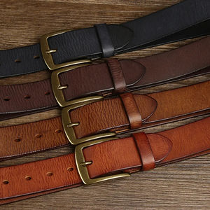Handmade Unique Style Solid Color Customize Logo Customized Buckle Trendy Brand Custom <b>Genuine</b> <b>Leather</b> <b>Belts</b> - Product Image 1