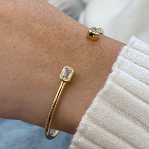 Conception populaire IGI certifié taille émeraude laboratoire diamant cultivé plaqué or 925 argent Sterling lunette ensemble Bracelet Bracelet pour les femmes - Product Image 3