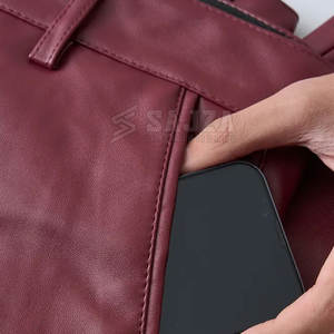 Pantalon en cuir pour hommes de haute qualité Streetwear pantalon en cuir pour hommes respirant pantalon en cuir pour hommes de couleur unie - Product Image 4