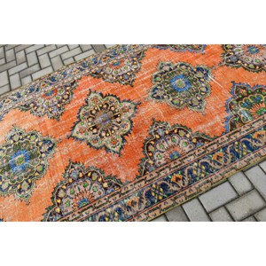 Vintage <b>Rug</b>, <b>Runner</b> 4.7x12.6 ft <b>Rug</b>, Orange Abstract <b>Rug</b> - Product Image 5