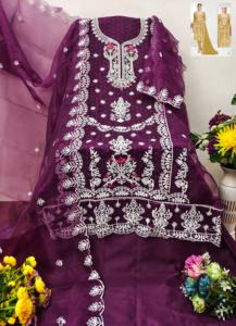 Vestido de seda Santon para mujer Traje de material con bordado Tejido Dupatta Colección Estilo liso Peso medio Borde de dos lados - Product Image 2