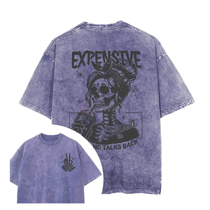 เสื้อยืดผ้าฝ้าย100% โอเวอร์ไซส์สำหรับผู้ชายเสื้อแนวสตรีทแวร์ฟอกสีแบบวินเทจ - Product Image 6