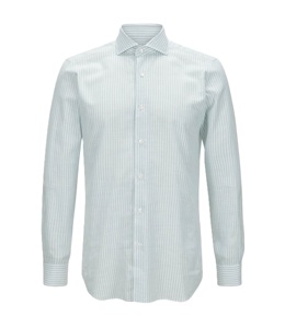 Chemise à manches longues rayée pour homme, 100% coton, tissu tissé formel, 220 grammes, pour les bureaux, les fêtes, disponible en toutes tailles - Product Image 2