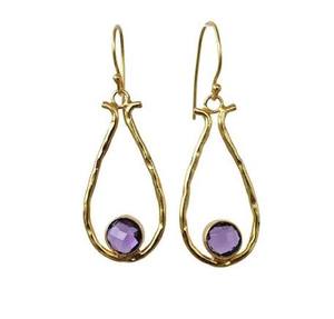 Wholesale 925 Sterling Silver Dangle Earrings Natural Amethyst Stone Vintage Gold Plating 8mm Shape IGI Certified Fashionable - Product Image 3