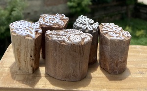 Hand-Carved Teak <b>Wood</b> <b>Block</b> Printing : Leaf & Floral Designs - Product Image 6