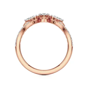 แหวนเพชรกลีบดอกไม้เอเวลีน บลูม - เครื่องประดับหมั้นลายดอกไม้ - Product Image 4