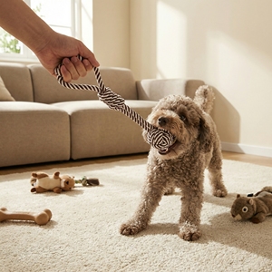 Set di Giocattoli da Masticare per Cani in Corda Intrecciata Biodegradabile, Non Tossici, Durevoli, a Strisce Bianche e Nere, per la Salute Dentale, Uso Interno, Fatti a Mano - Product Image 4