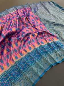 Sarees en soie Patola de qualité supérieure avec Meenakari Ikkat tisse Saree Femme Fabricant et fournisseur de mode de Surat au plus bas Rtae - Product Image 6