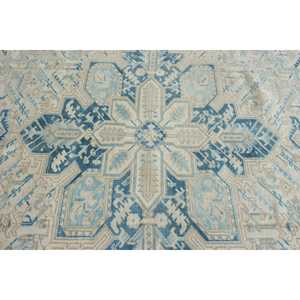 Alfombra Turca Extra Grande de 8.9x10.9 pies, Alfombra de Lana a Rayas Vintage Azul y Blanca - Product Image 5