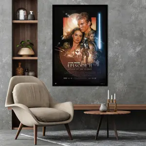 Affiche Star Wars Episode 2 L'attaque des clones, style moderne, cadre noir, pour décoration murale - Product Image 1
