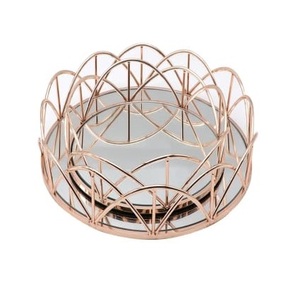 Produit le plus vendu : Plateau de service en verre et métal pour la décoration de la table, forme personnalisée, pour servir des bonbons ou des aliments - Product Image 2