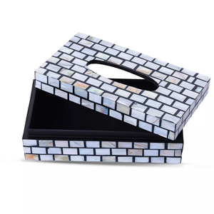 Boîte à mouchoirs en incrustation d'os exquise Porte-mouchoirs décoratifs fabriqués à la main Conception élégante d'incrustation d'os, exquise par l'artisanat en croissant - Product Image 2