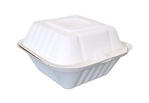 Boîte à hamburger jetable écologique 6x6 pouces couvercle pour fast-food récipient à emporter va au lave-vaisselle fabriqué canne à sucre bagasse à clapet - Product Image 2