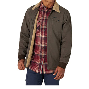 Chaqueta de lona para hombre, talla grande, de invierno, acolchada, con capucha, forro de sherpa, cuello mandarín, cierre de cremallera, resistente al viento y transpirable - Product Image 1