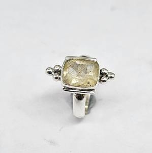 Anillo de Bodas de rutilo dorado clásico con ajuste de bisel de Plata Perla y Diamante Diseño de mariposa Joyería de aniversario - Product Image 3