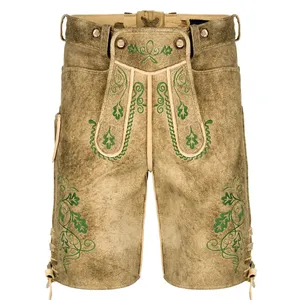 Wholesale <b>men</b> Bavarian Trachten German lederhosen <b>shorts</b> letherhosen 2026 hot sale suede <b>leather</b> product - Product Image 2